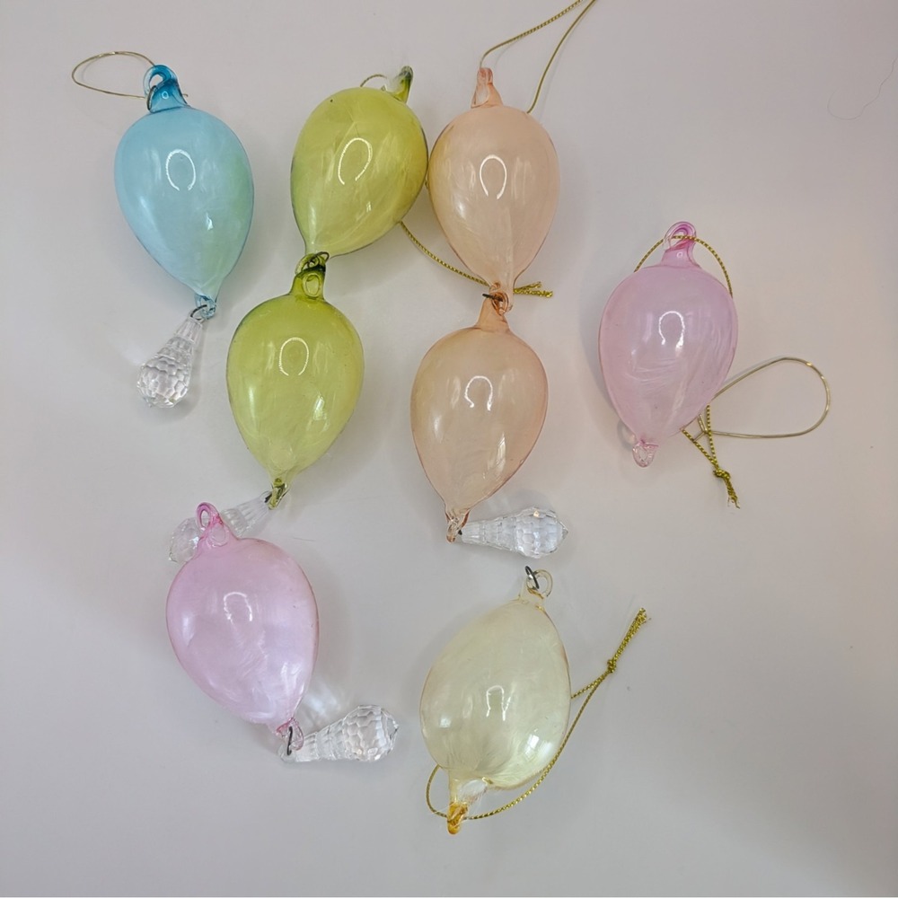 Lenox Pastel Glass Double Eggs 864117 Easter Decor Spring Decor Pink Blue Yellow